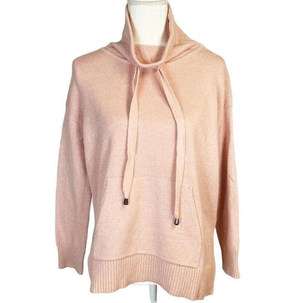 Cable & Gauge Pink Cowl Neck Long Sleeve‎ Sweatshirt Drawstring Women's Small